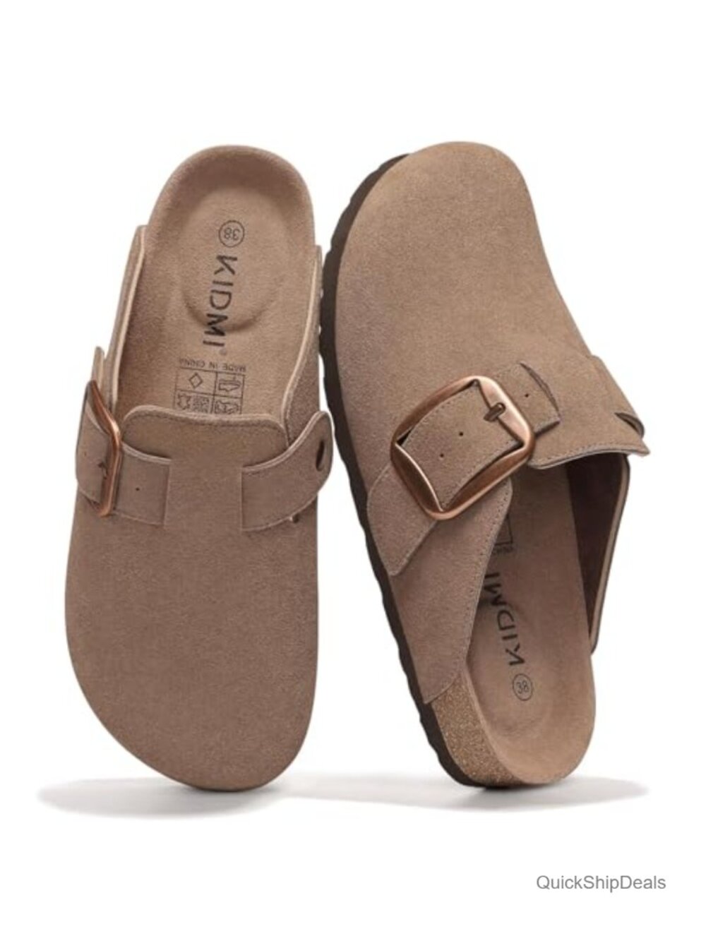 Genuine Suede Clogs Women Men Big Buckle Memory Foam Potato Shoes